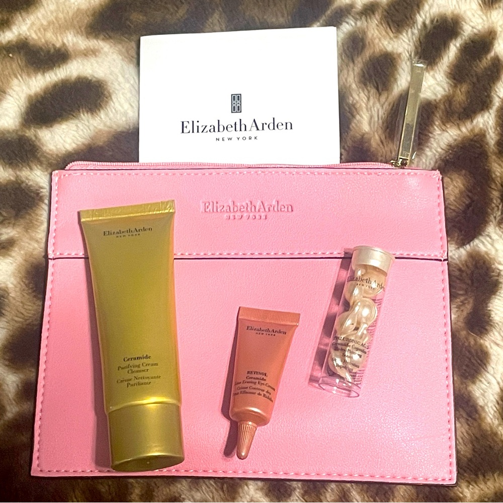 ELIZABETH ARDEN - NWOT Makeup Bag & 3 Travel Size Ceramide Products (Unopened)